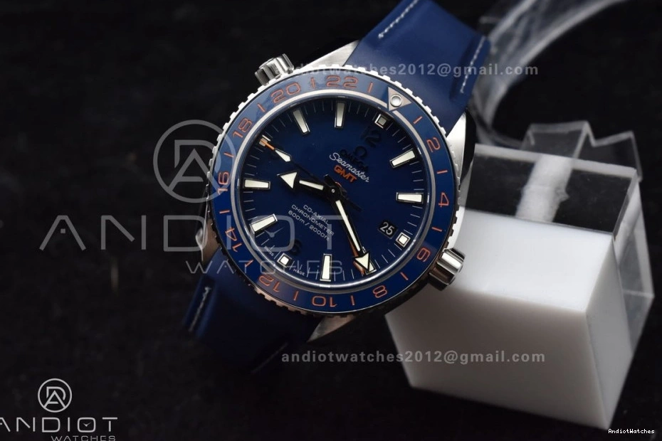1009 A8605 Edition Clone Blue Best Ceramic VSF Dial 1:1 Blue GMT Strap Ocean 600M Planet Bezel on Rubber Super Trendsetting Co-Axial 43.5mm 0403